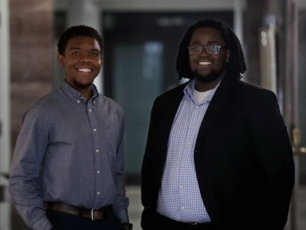 <strong>Brandon Ellis (left) is CEO and Kareem DaSilva is chief operating officer of PAT (short for personal autonomus technology.) Their city navigation app provides real-time bus schedules. </strong>(Patrick Lantrip/Daily Memphian)