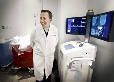 <strong>Dr. Phillip Zeni Jr. smiles as X-ray images appear on a new monitor inside the new Zenith Health and Aesthetics location in East Memphis on Tuesday, June 11, 2019.</strong> (Mark Weber/Daily Memphian)