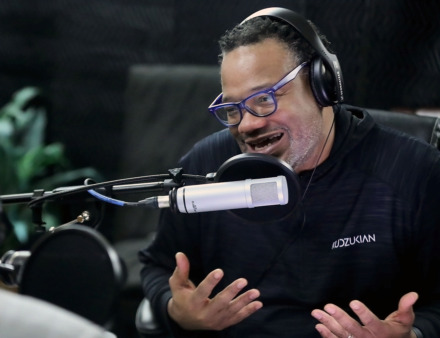 <strong>Larry Robinson makes his case during a February taping of "R&amp;R on Sports," a nationally syndicated sports talk radio show focused on black voices.</strong> (Patrick Lantrip/Daily Memphian)